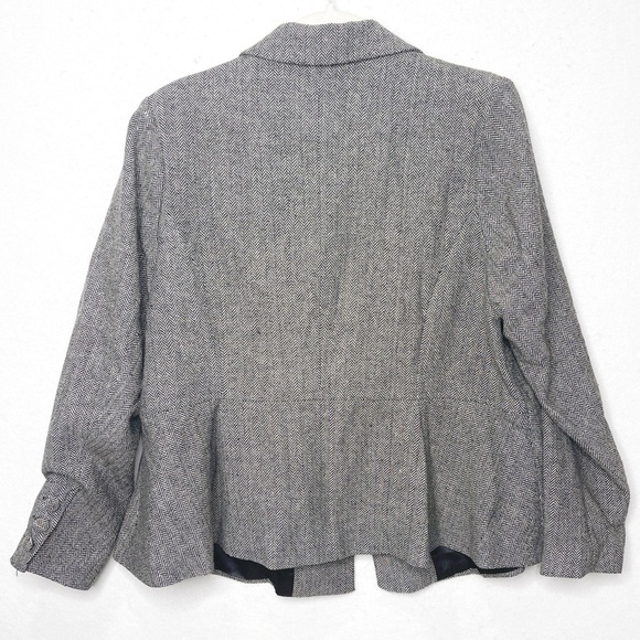 ModCloth Classic Herringbone Blazer Size 1X Black White Minimalist - Picture 2 of 10